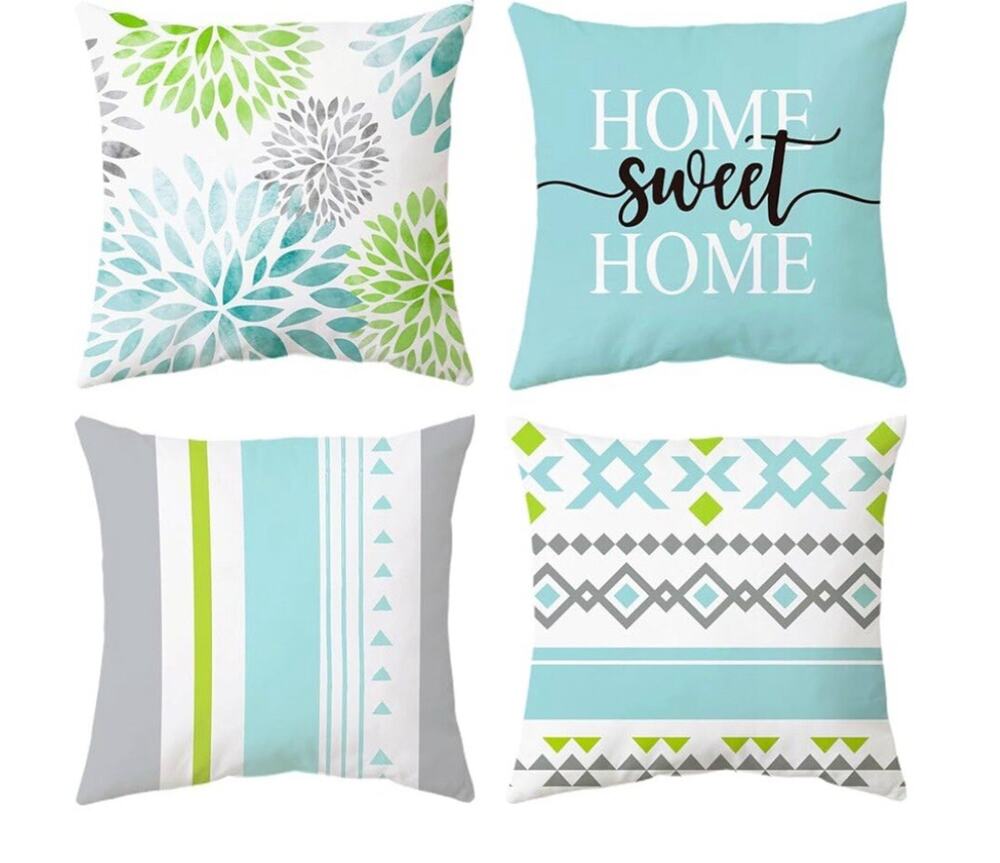 Decorative Throw Pillow Cover Set of 4 Pillow CoverS 20x20 20"L x 20"W Blue READ